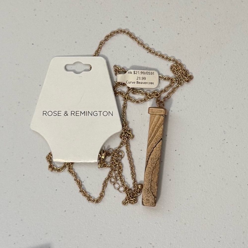 Remington & Rose Brown Stone Bar Necklace